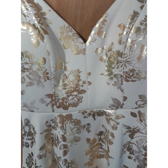 B Darlin Dress 13-14 Jr  Ivory-Gold Floral Fit-Flare Mini-NWT FROM Macys FORMAL - Picture 9 of 16